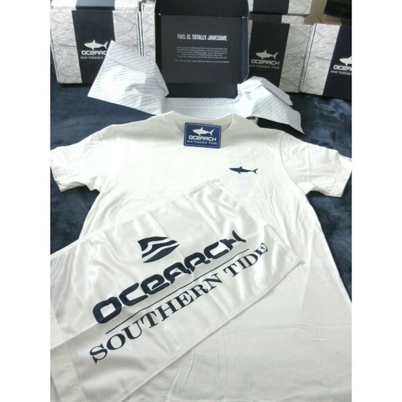 Southern Tide Other - Southern Tide x Ocearch Mens SS Shark T shirt White Blue Boat Flag Gift Box NEW